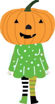 Halloween holiday cartoon character. Cute kids in costumes of witch, mummy, pirate, skeleton and black cat. Ghosts and ghost pumpkins. Vector hand drawing