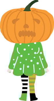 Halloween holiday cartoon character. Cute kids in costumes of witch, mummy, pirate, skeleton and black cat. Ghosts and ghost pumpkins. Vector hand drawing