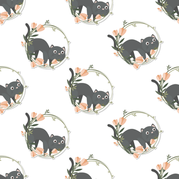 cat and wreath pattern png