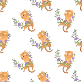 cat and wreath pattern png