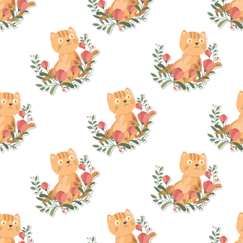 cat and wreath pattern png