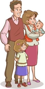cute family standing together vector illustration
