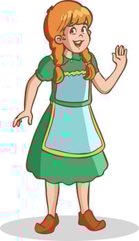 vector illustration of german girl in traditional dress