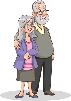 Elderly couple holding hands.Grandparents together. grandfather. An elderly couple. A man and an old woman.vector illustation vector