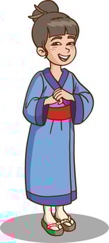 vector illustration of japanese girl in traditional dress