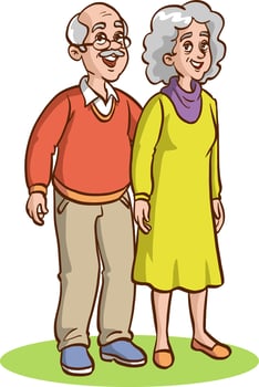 cute old couple  vector illustration