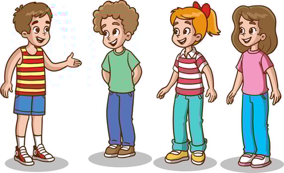 group of kids chatting vector illustration