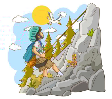 A vector illustration of a rock climber.