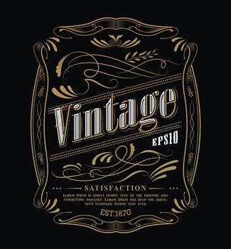 Antique label western hand drawn frame blackboard typography border vintage vector illustration