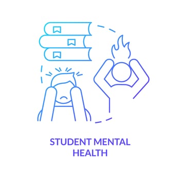 Student mental health blue gradient concept icon. Stress and anxiety. Issue in higher education abstract idea thin line illustration. Isolated outline drawing. vector