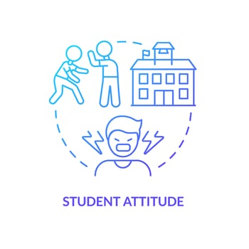Student attitude blue gradient concept icon. Poor pupils behavior. Problem in public schools abstract idea thin line illustration. Isolated outline drawing. vector