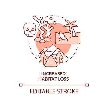 Increased habitat loss terracotta concept icon. Overpopulation effect on nature abstract idea thin line illustration. Isolated outline drawing. Editable stroke. vector