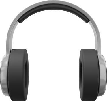 Wireless headphones front view. Gray PNG icon on a transparent background. 3D rendering.