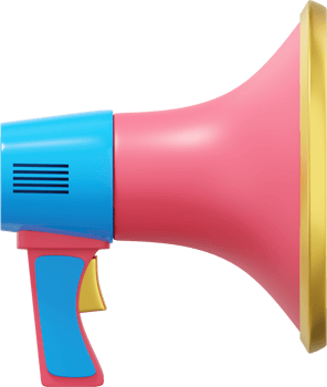 Megaphone realistic red side view. PNG icon on a transparent background. 3D rendering.