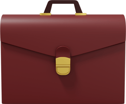 Brown Briefcase Side Front. PNG icon on transparent background. Business portfolio. 3D rendering.