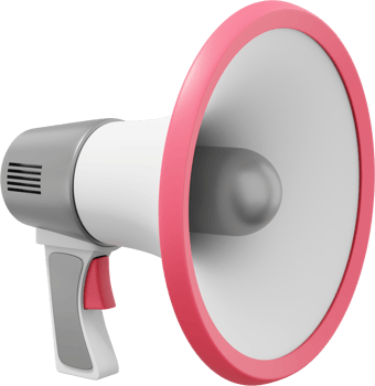 Megaphone realistic. PNG icon on a transparent background. 3D rendering.
