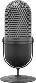 Modern Microphone. Realistic PNG isolated icon on transparent background. 3D rendering.
