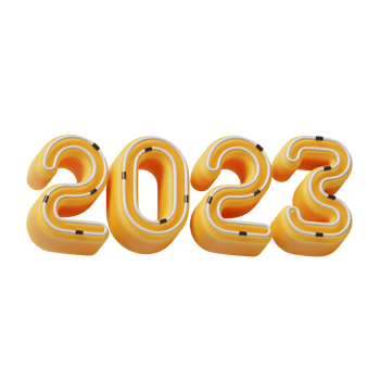 three dimensional typography of two thousand and twenty three png