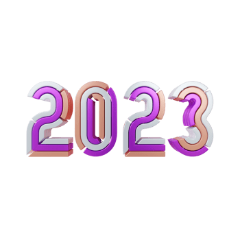 three dimensional typography of two thousand and twenty three png