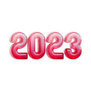 three dimensional typography of two thousand and twenty three png