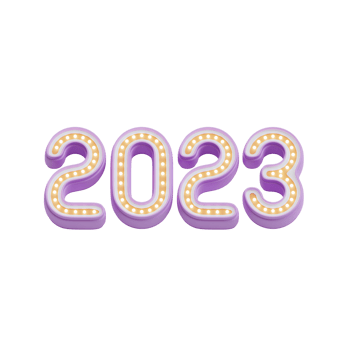 three dimensional typography of two thousand and twenty three png