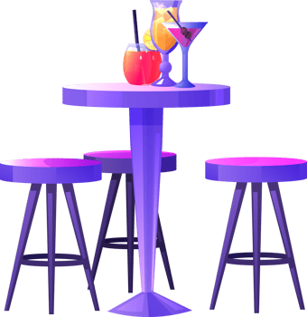 bar table with cocktails png