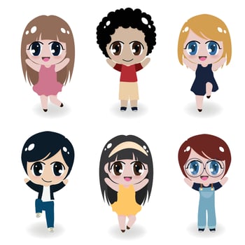 variety cute happy kids on white background isolated collection vector