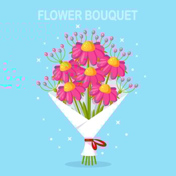 Beautiful bouquet. Bunch of flower for gift. Cartoon design for greeting card vector