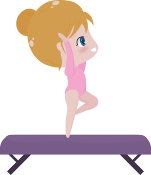 cute gymnast girl character flat style png