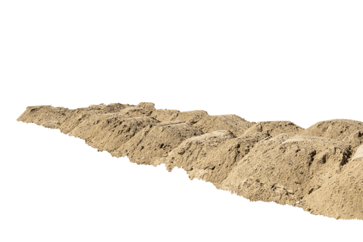 Construction site with heaps of sand. Pile of sand on an isolated white background. Transparent background. PNG. copy space. png