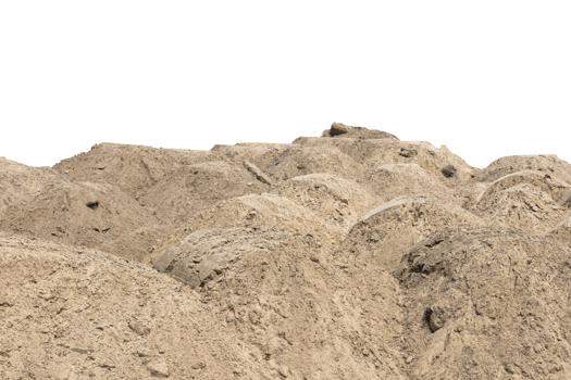 Construction site with heaps of sand. Pile of sand on an isolated white background. Transparent background. PNG. copy space. png