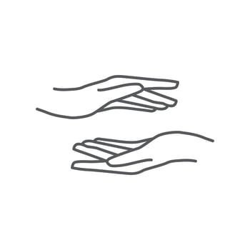 hand drawing gesture giving linear design. hand icon vector. hand symbol of giving icon. Hand care logo design. vector illustration