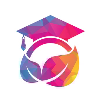 Nature student vector logo template. Leaf with graduation hat logo template vector icon design.