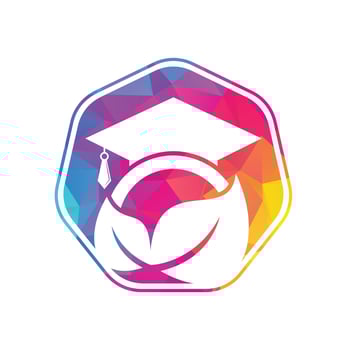 Nature student vector logo template. Leaf with graduation hat logo template vector icon design.