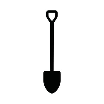 Vintage retro shovel for camping. Can be used like emblem, logo, badge, label. mark, poster or print. Monochrome Graphic Art. vector