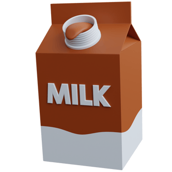 3d rendering chocolate milk box with open lid isolated png