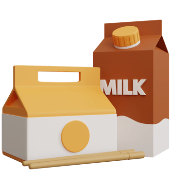 3d rendering food box and milk box isolated png