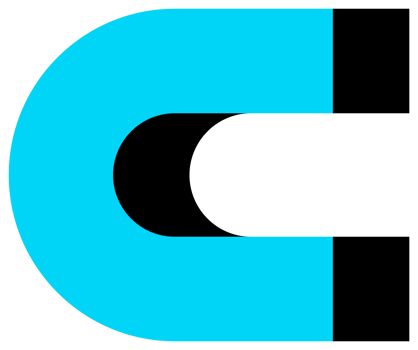 Geometric object in black and blue colors. PNG with transparent background