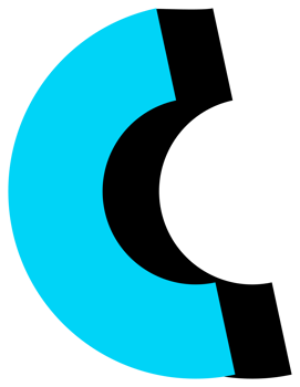 Geometric object in black and blue colors. PNG with transparent background