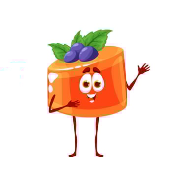 Cartoon orange jelly sweet dessert with blueberry vector