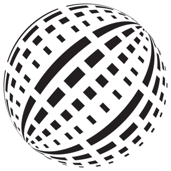 Abstract, patterned sphere design element in black color. PNG with transparent background.