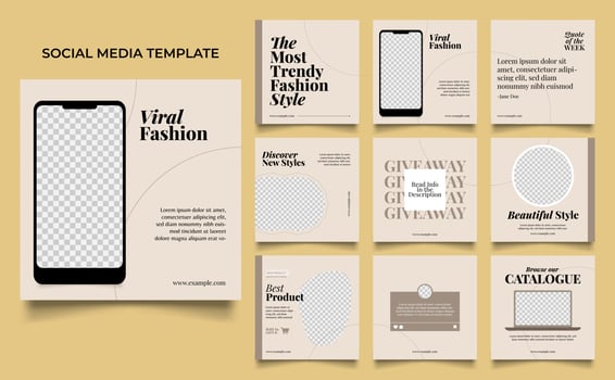 social media template banner fashion sale promotion in brown color vector