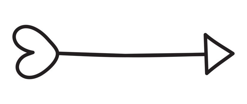 Isolated black simple arrow with heart. png