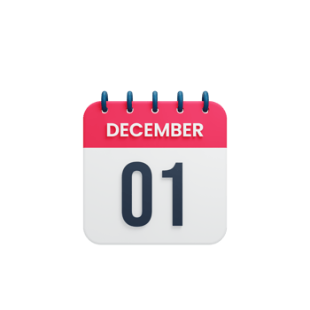 December Realistic Calendar Icon 3D Rendered Date December 01 png