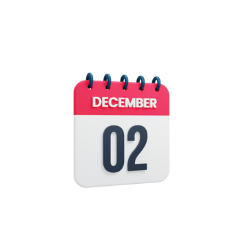 December Realistic Calendar Icon 3D Rendered Date December 02 png