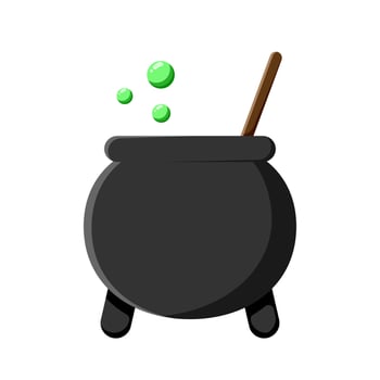 Cartoon witch's cauldron on transparent background vector