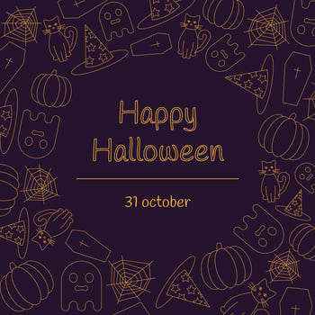 Happy Halloween banne on purple background. vector