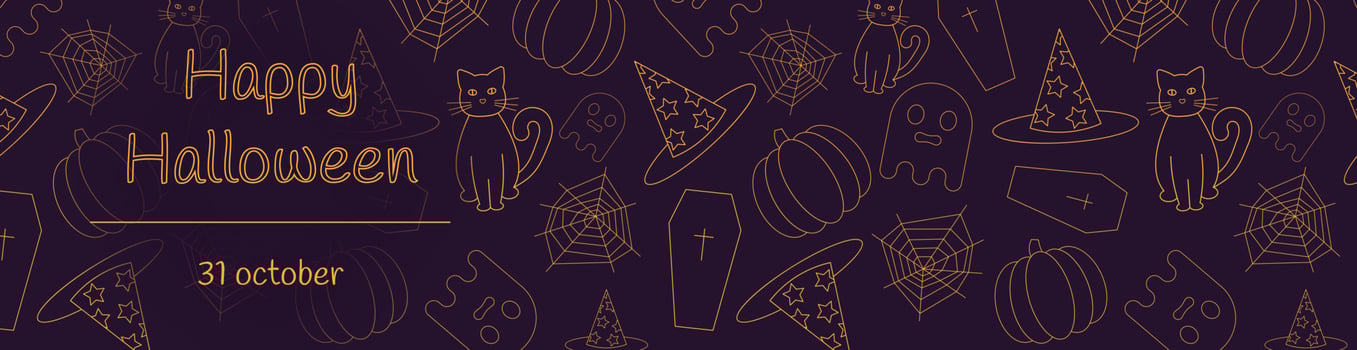 Happy Halloween banne on purple background. vector