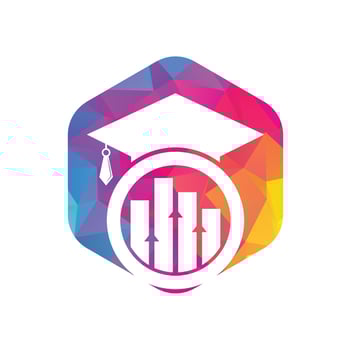 Graduate Cap with Finance Bar Chart Logo Vector. Education logo design and investment logo. vector