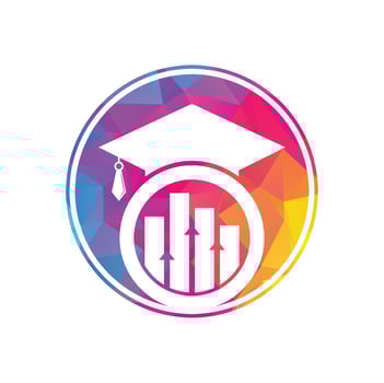 Graduate Cap with Finance Bar Chart Logo Vector. Education logo design and investment logo. vector